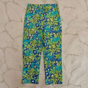 Lilly Pulitzer White Label Blue Fish Blue Crab Capri Pants- Size 2